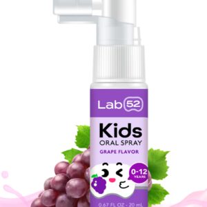 LAB52 Kids Oral Spray, Toddler Toothpaste Helper for Cavity Repair and Fresh Breath, Children Anticavity with Fluoride Free for Newborn to Preschoolers, Xylitol Grape Flavor