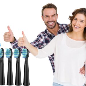 Replacement Toothbrush Heads Compatible with TEETHEORY Sonic and Fairywill Toothbrush - Electric Brush Heads Replacement for FW-507/508/515/551/917/959/D1/D3/D7/D8/2011, 10 Pack, Black