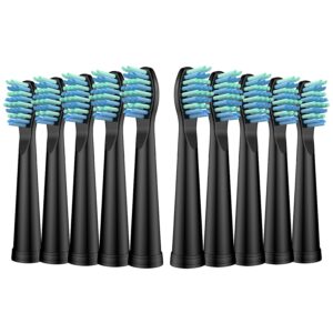 replacement toothbrush heads compatible with teetheory sonic and fairywill toothbrush - electric brush heads replacement for fw-507/508/515/551/917/959/d1/d3/d7/d8/2011, 10 pack, black