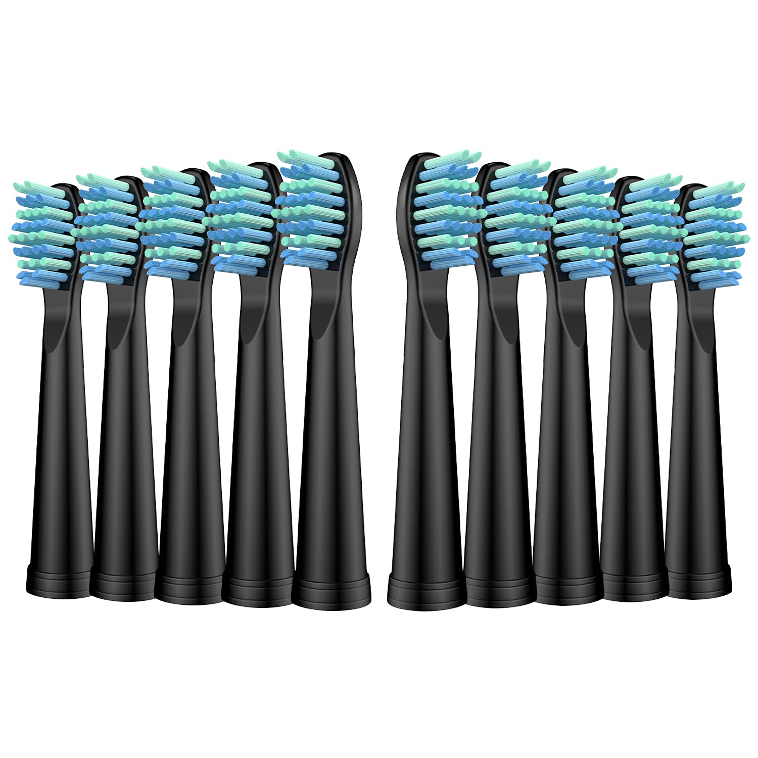 Replacement Toothbrush Heads Compatible with TEETHEORY Sonic and Fairywill Toothbrush - Electric Brush Heads Replacement for FW-507/508/515/551/917/959/D1/D3/D7/D8/2011, 10 Pack, Black