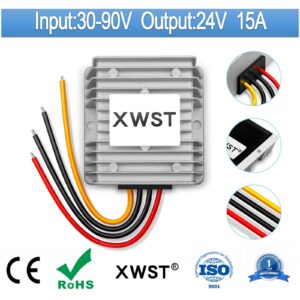 XWST DC DC Converter Reducer 30-90v 24v 48v 60v 72v to 24v DC Converter Step Down Buck 15A 360W dc Voltage Regulator for Golf Cart Car Device