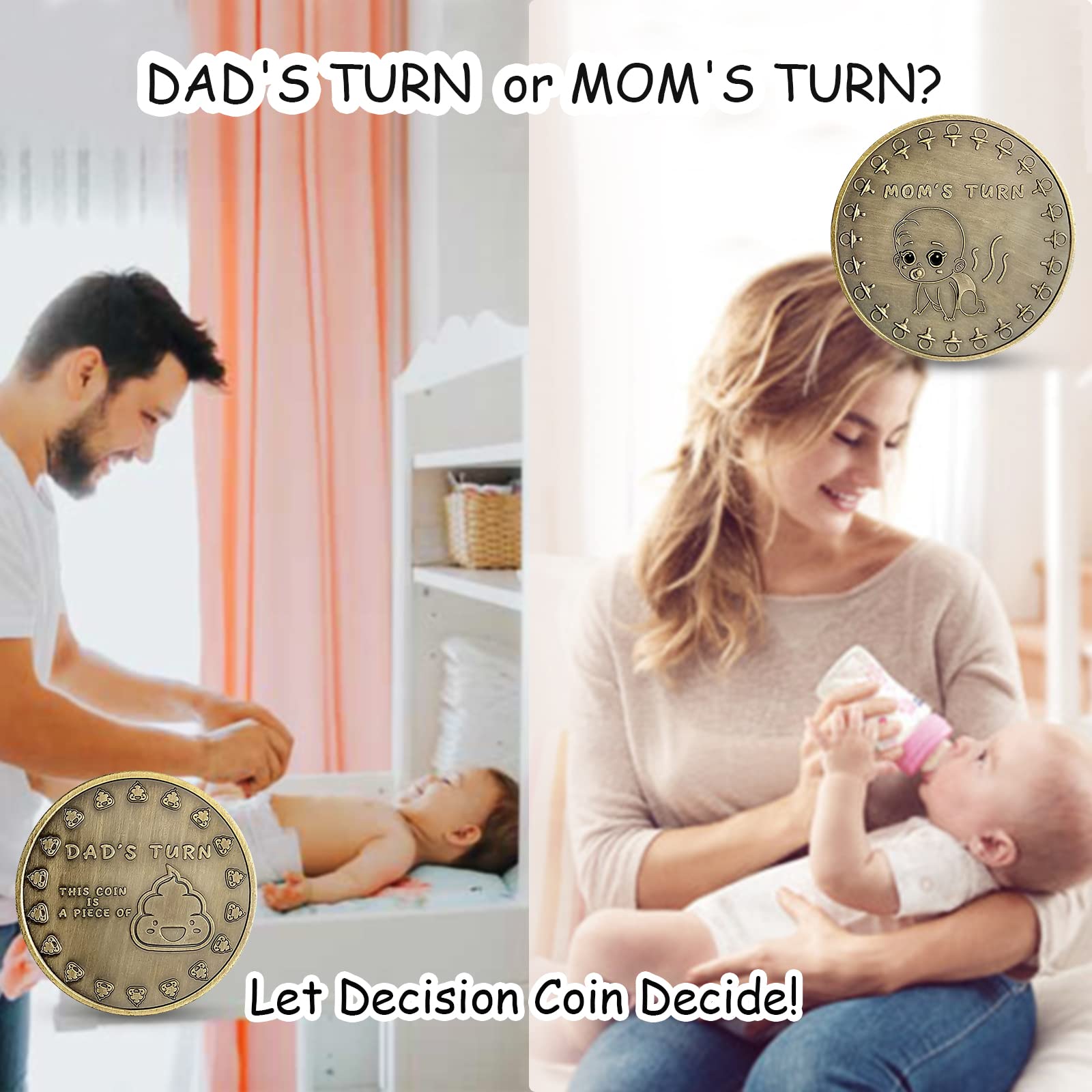 New Parent Decision Coin for Mom Dad Baby Pregnancy Gifts for First Time Mommy Daddy New Parents Gifts for Couples Double Sided Funny Decision Making Coin Christmas Birthday Present