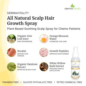 Soothing Scalp Hair Growth Spray. Soothes Dry Itchy Scalp. Hair Loss Treatments for Women and Men, Chemo Patients - 4 Ounces