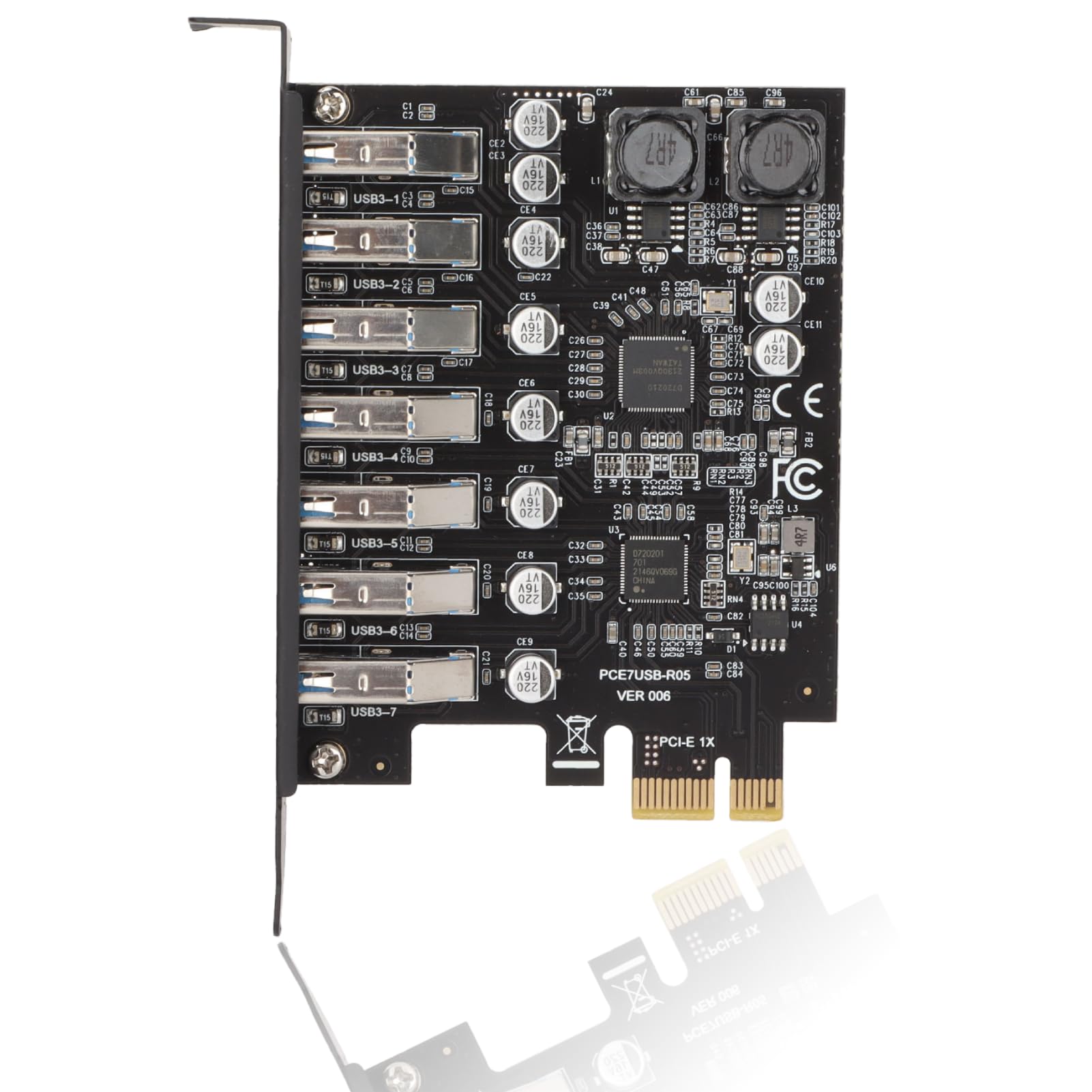 PCIE to USB 7 Port Expansion Card, PCI Express USB Add in Card, Internal USB 7 Port Front Expansion Card for XP 7 8 10 11 Linux