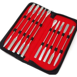 10 PCS Micro Lab Spatula Sampler Set Stainless Steel Double Ended MutliPurpose Square, Scoop, Round & Tapered Arrow End, 7"+9" Length