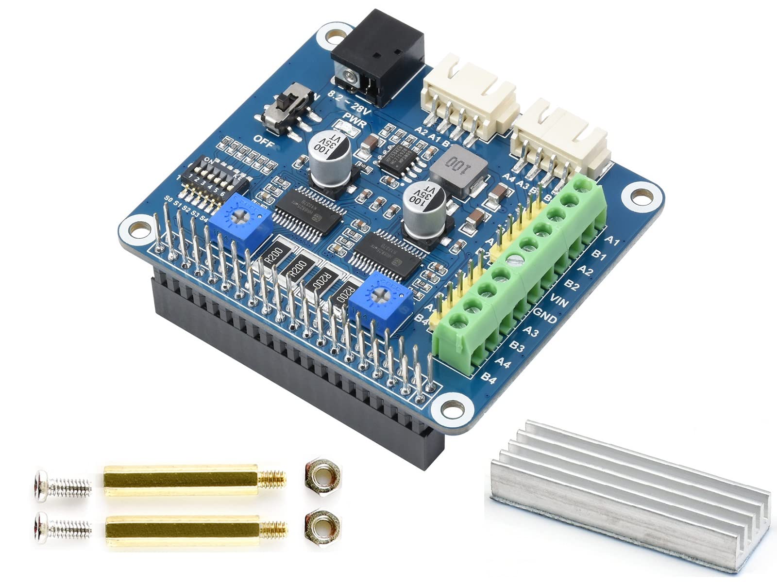 HRB8825 Stepper Motor HAT Board for Raspberry Pi Series Boards/Jetson Nano,Drives Two Stepper Motors Up to 1/32 Microstepping,Support 3D Printer, Sculpturing Machine, Mechanical Arm