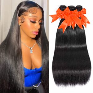 suifengwu 10a human hair bundles 16 18 20 inch straight bundles human hair 100% unprocessed brazilian virgin weave 3 bundles double weft raw remy hair bundles deals