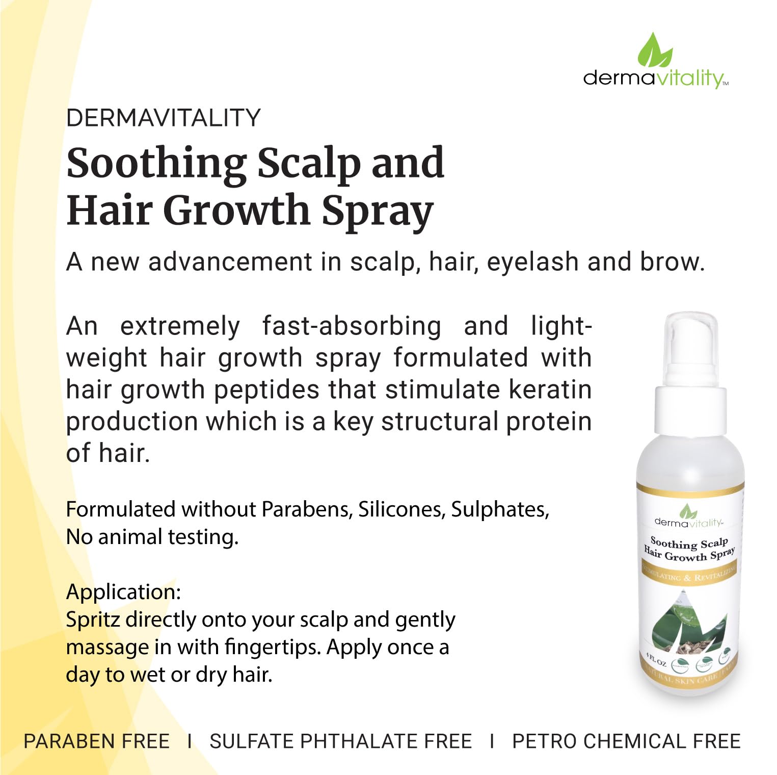 Soothing Scalp Hair Growth Spray. Soothes Dry Itchy Scalp. Hair Loss Treatments for Women and Men, Chemo Patients - 4 Ounces