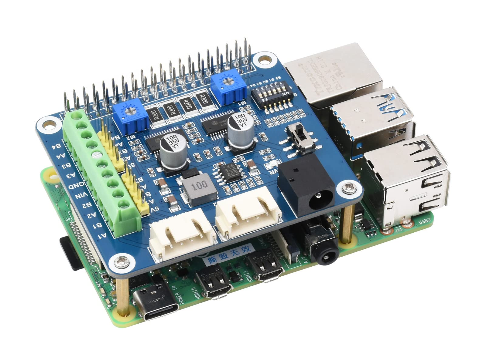 HRB8825 Stepper Motor HAT Board for Raspberry Pi Series Boards/Jetson Nano,Drives Two Stepper Motors Up to 1/32 Microstepping,Support 3D Printer, Sculpturing Machine, Mechanical Arm