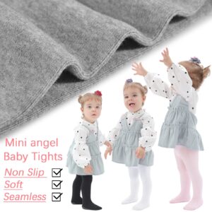 Mini angel Baby Girl Tights Non Slip Baby Tights Warm Cotton Leggings 2-4 Years Seamless Pantyhose Non-Skid Grip for Toddler 3 Pack (Black, White, Pink, L)