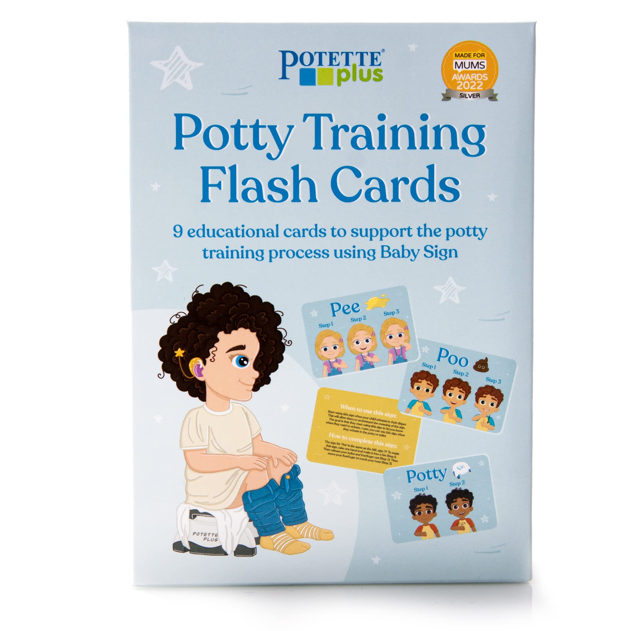 Potette Plus Potty Training American Sign Language Flash Cards - 9 Educational Cards to Support The Potty Trainign Process Using Baby Sign