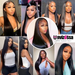 Straight Lace Front Wigs 13x4 HD Transparent Lace Front Wigs Glueless Wigs Human Hair Pre Plucked with Baby Hair 180% Density Lace Frontal Wigs for Black Women Natural Color (20inch)