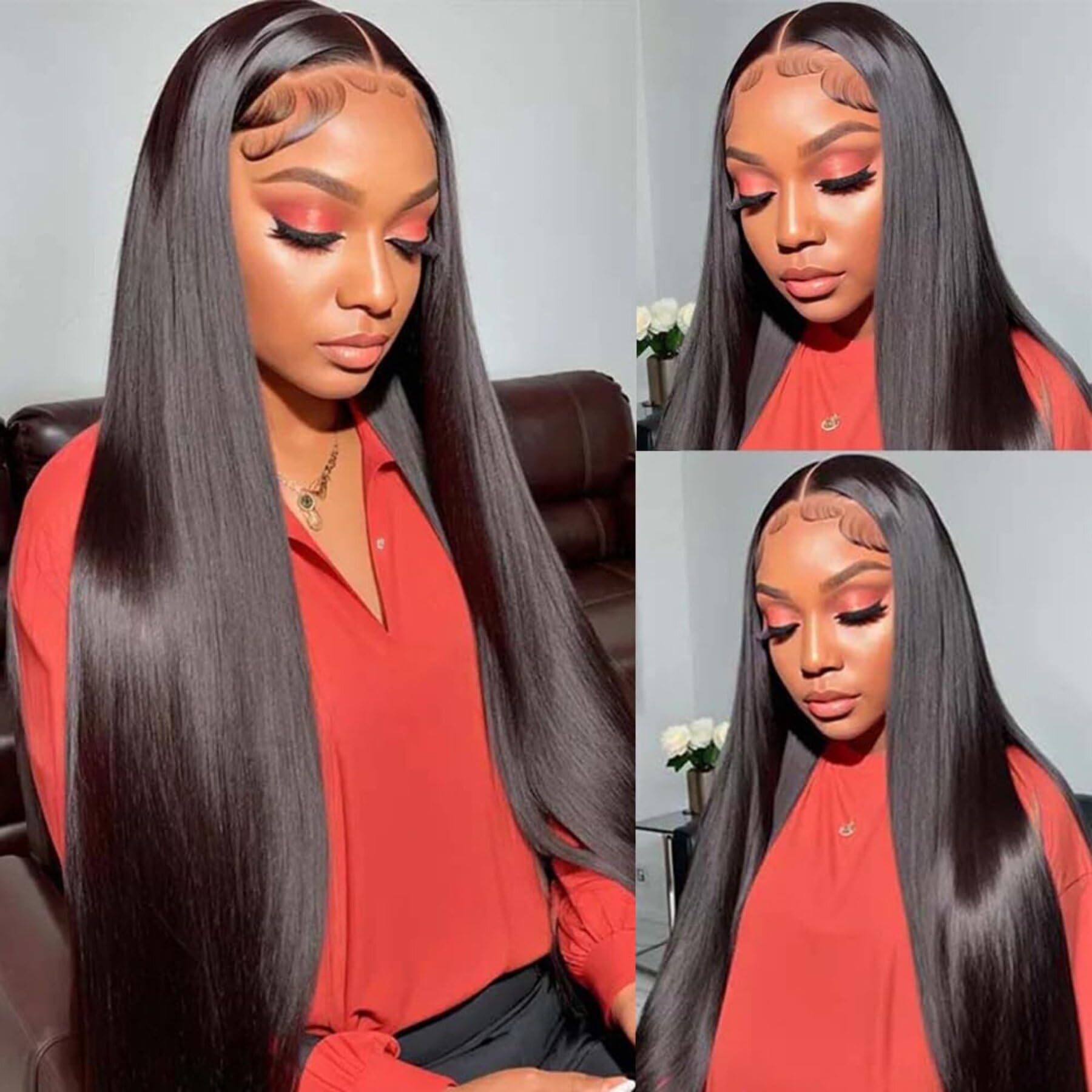 Straight Lace Front Wigs 13x4 HD Transparent Lace Front Wigs Glueless Wigs Human Hair Pre Plucked with Baby Hair 180% Density Lace Frontal Wigs for Black Women Natural Color (20inch)