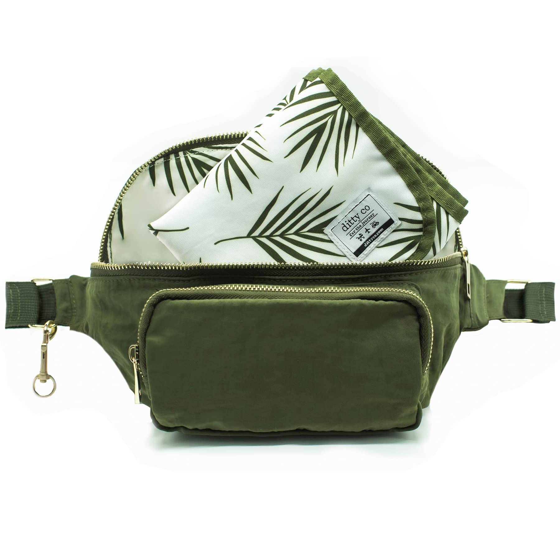 Ditty Co. - Lanikai Small Diaper Bag - Portable Changing Pad - Crossbody Bags For Women - Fanny Pack - Baby Travel Essentials (Olive Green)