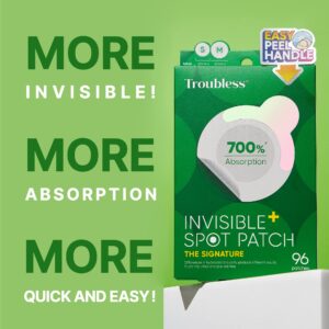 Troubless Invisible Pimple Spot Patch - 96 Ultra Thin Acne Patches - Easy Peel - 2 Sizes