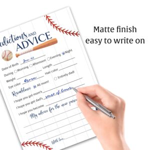 BASEBALL Prediction and Advice Cards - Pack of 25 - Sports Navy Blue BOY Baby Shower Games, Wishes for New Parents Mom & Dad to be Mommy & Daddy Message Little Slugger Shower Activity G900-PDAV