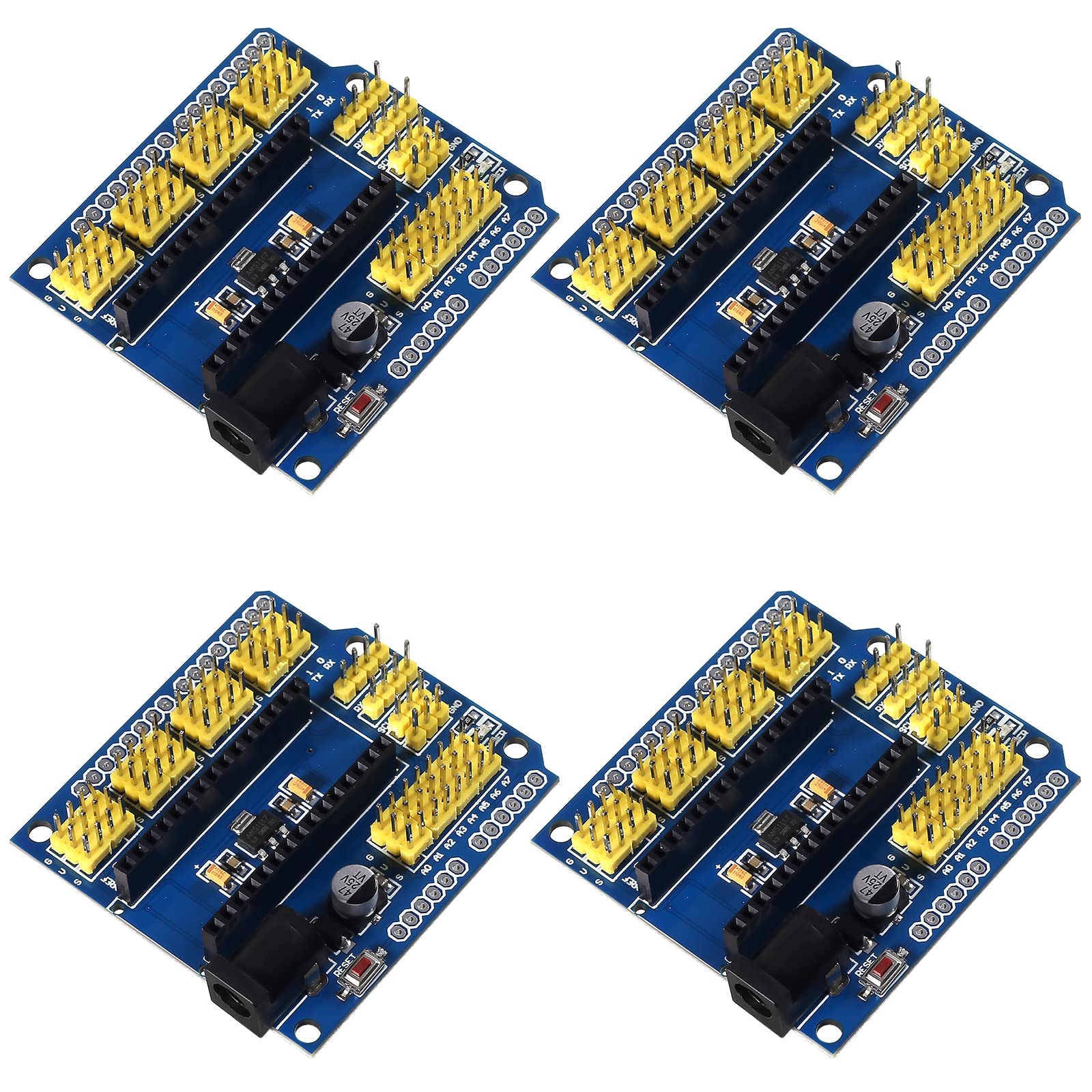 Diitao 4PCS for Nano I/O Expansion Sensor Shield Multi-Purpose Extension Sensor Shield Module Pin Header for Nano 3.0 Duemilanove 2009(Yellow)