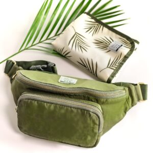 Ditty Co. - Lanikai Small Diaper Bag - Portable Changing Pad - Crossbody Bags For Women - Fanny Pack - Baby Travel Essentials (Olive Green)