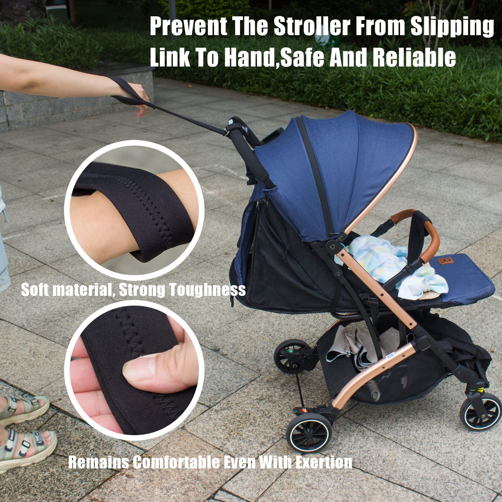 Baby Stroller Straps | Leash Hands Free Safety Wrist Strap for Pram Wheelchair Security, Leash Soft and Comfortable Fabric, Safety precautions for Strollers