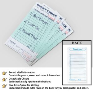 Generic Guest Check Book, 6.75 x 3.75 x 3.5 inches, Green-10Books