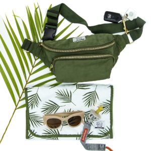 Ditty Co. - Lanikai Small Diaper Bag - Portable Changing Pad - Crossbody Bags For Women - Fanny Pack - Baby Travel Essentials (Olive Green)