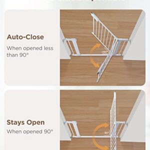 Ciays 29.5” to 37.8” Safety Baby Gate, Extra Wide Auto-Close Dog Gate for Stairs, Easy Walk Thru Indoor Pet Gate for Doorways and Rooms, White Child Gate Easy Pressure Mounted Installation