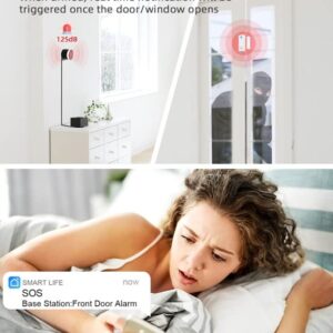 CPVAN Home Alarm System, Door Alarm System with Phone APP Alert, Door Window Sensor, Remote, Alarm Siren for Kids Elders Safety, Fit House Apartment, Compatible with Alexa, 2.4G/5G Wi-Fi 8PCS Kit