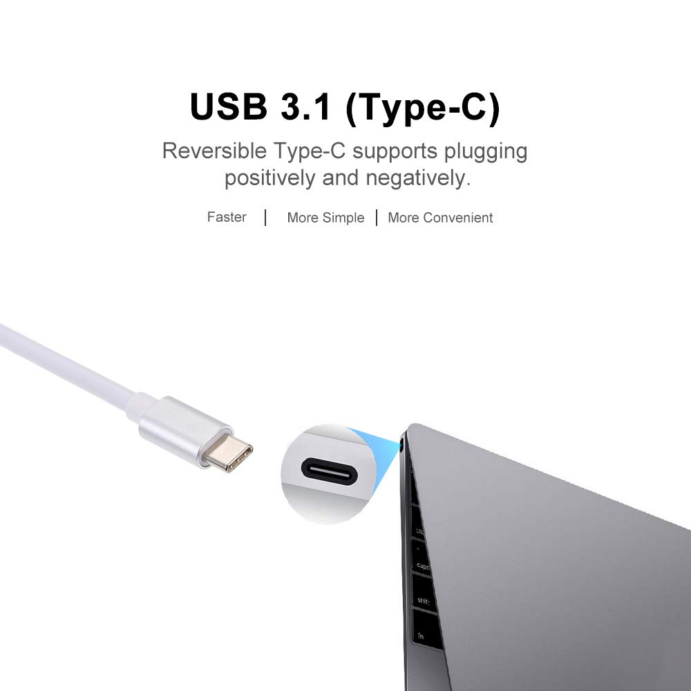 PENCHEN USB 3.1 Type-C to USB 3.0/ HD/Type-C HUB USB-C 3-in-1 Adapter Dongle Dock Cable Replaent forPro, Dell XPS 13