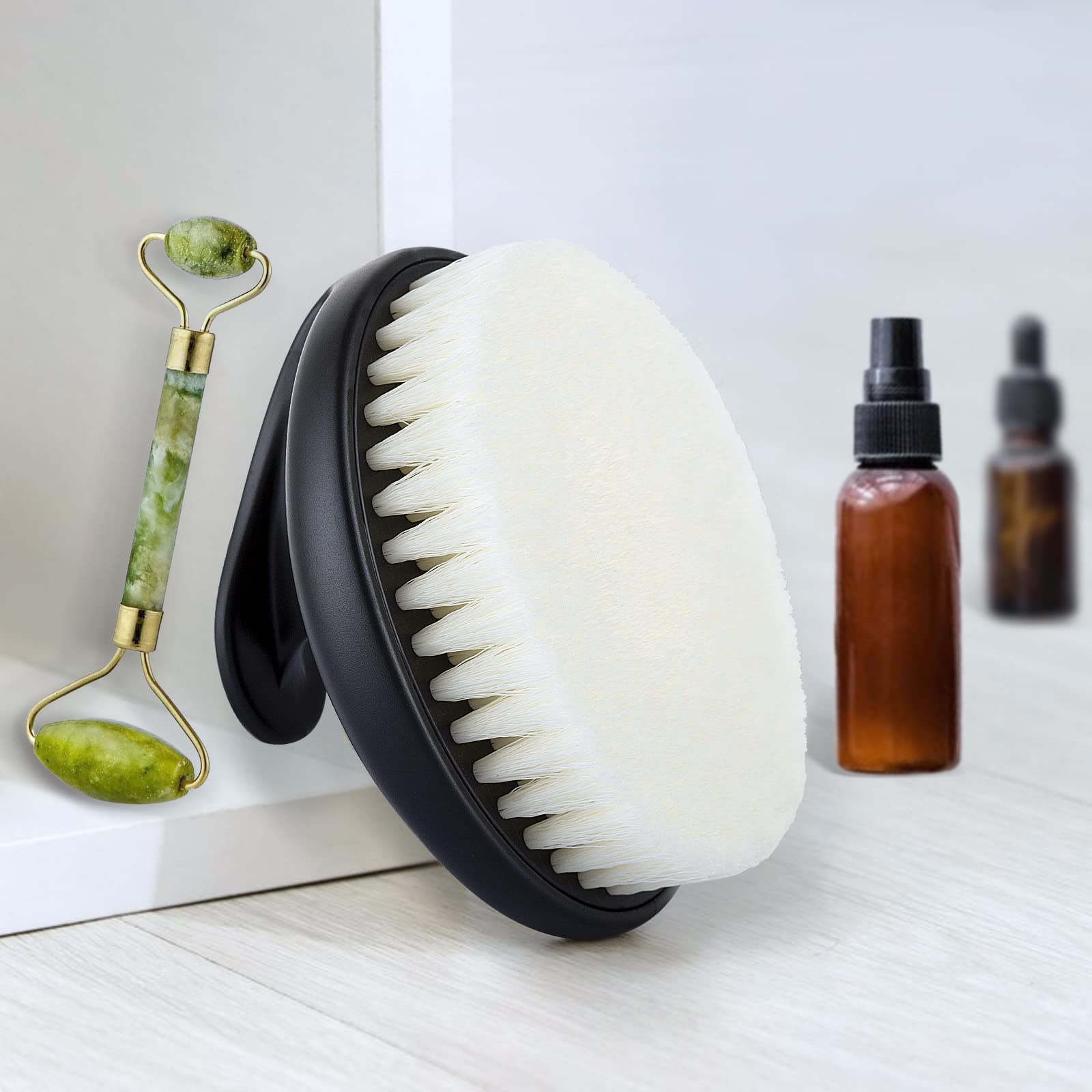 Dry Brushing Body Exfoliating Brush, Anti Slip Body Scrubber for Shower, Never Mold Shower Body Cleaning Brush for Deep Cleansing & Soften Skin, Improve Circulation (Black)