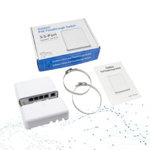 ThePoEstore Gigabit 5 Port PoE Extender Outdoor IP65 Waterproof PoE Passthrough Switch / PoE Amplifier / PoE Booster. 60W 10/100/1000Mbps. IEEE 802.3bt/at/af Compliant.