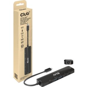 club 3d csv-1596 usb gen1 type-c, 6-in-1 hub with hdmi 8k30hz-4k120hz, 2xusb type-a, rj45 and 2xusb type-c, data and pd charging 100 watt