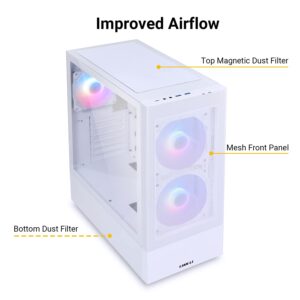 LIAN LI High Airflow Mid-Tower ATX PC Case with RGB Fans, Tempered Glass Side Panel, USB-C Port (LANCOOL 205 MESH C, White)