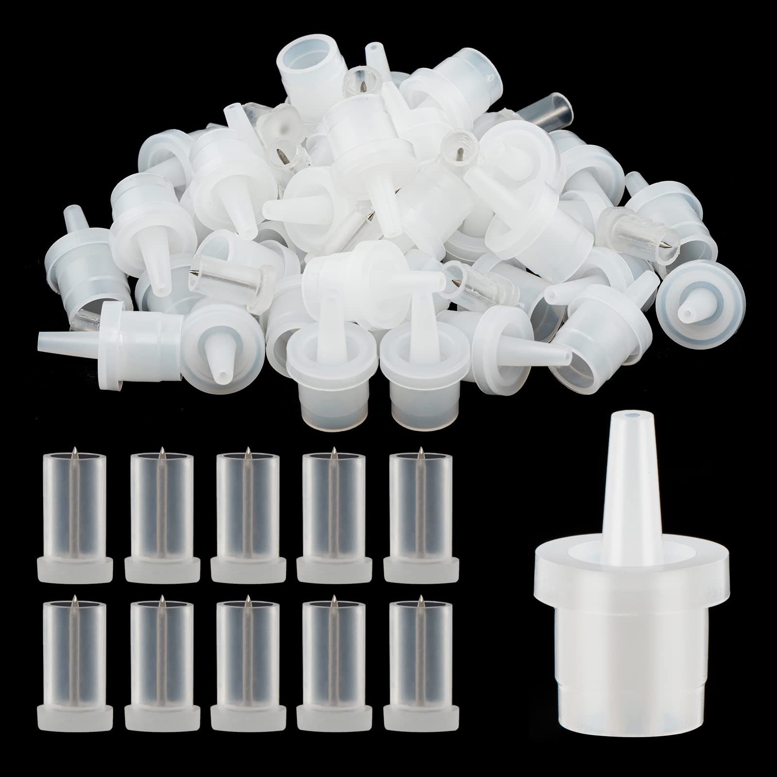 EKYSSO 60 Pieces Lash Glue Bottle Replacement, Lash Glue Bottle Nozzle Caps, Lash Glue Nozzle Tips, Eyelash Glue Bottle Plug Mouth Tips, Lash Glue Bottle Pins, Lash Extension Supplies