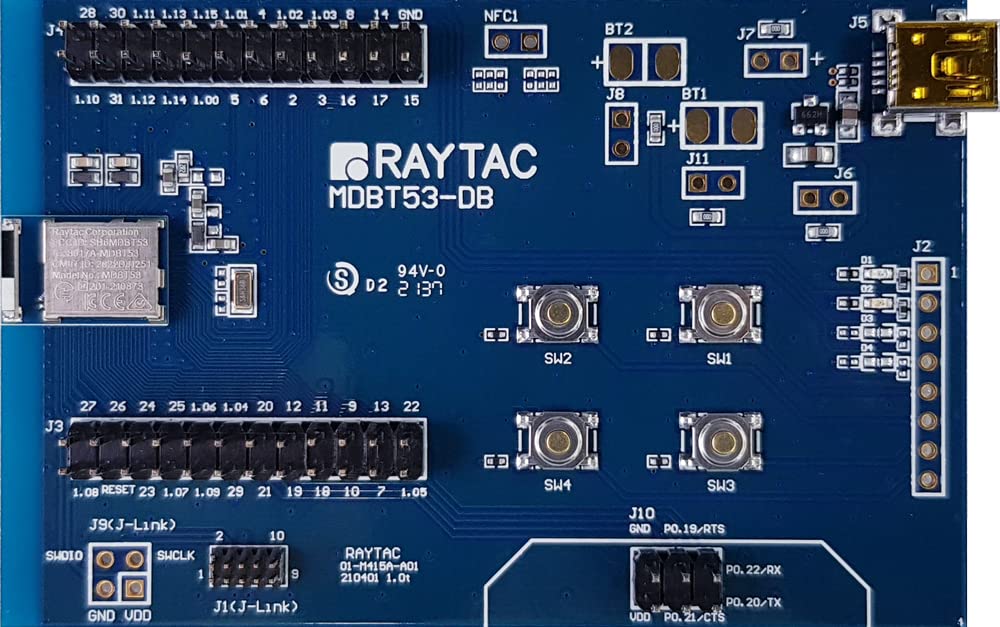 MDBT53-DB Nordic nRF5340 Module Demo Board Dev Kit 48 GPIO Bluetooth Module BT5.2 FCC IC CE Telec KC SRRC (Chip Antenna)