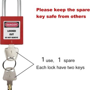 Lockout Tagout Locks, Safety Padlock, Loto Locks Keyed Differently Lock Out Tag Out 30 pcs Safety Padlocks Plastic with 30 Lockout TagOut Tags Red