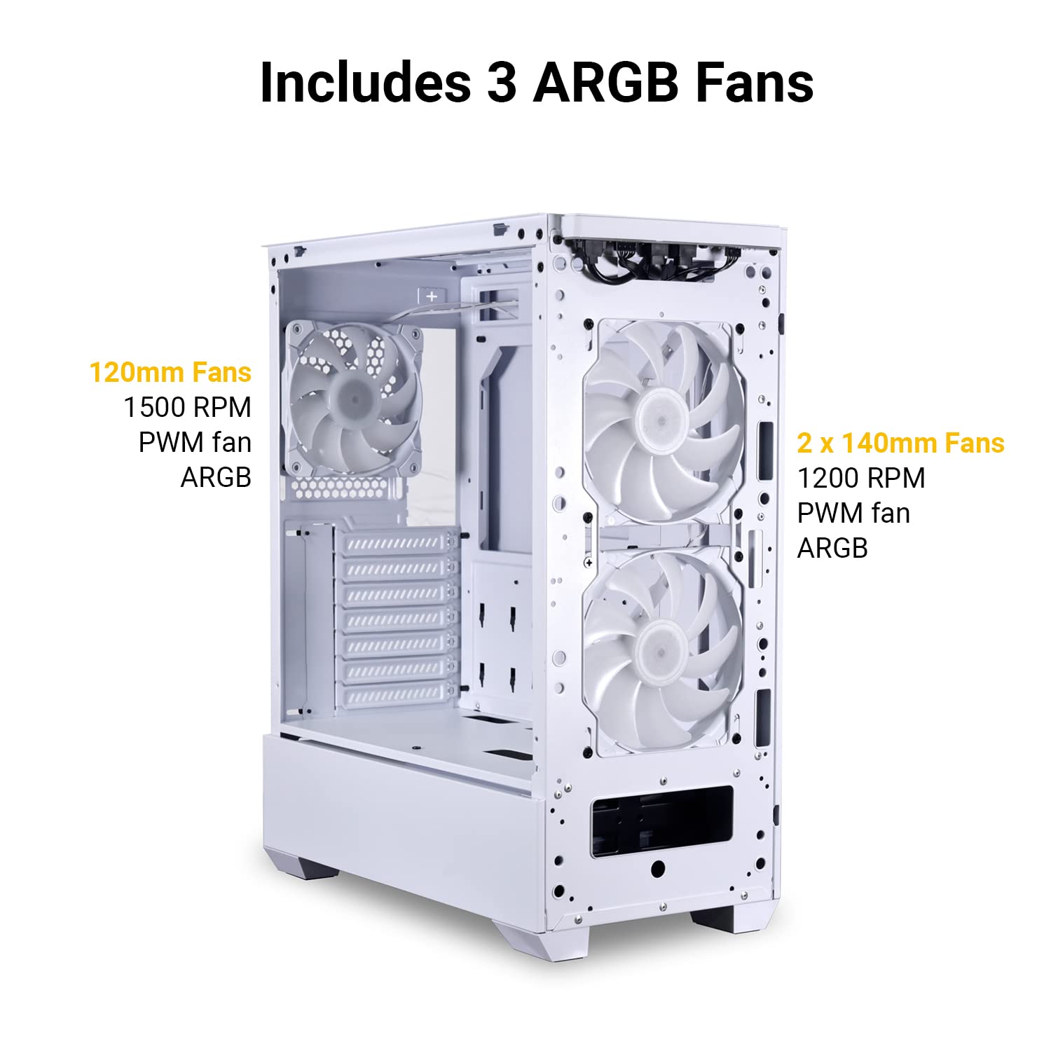 LIAN LI High Airflow Mid-Tower ATX PC Case with RGB Fans, Tempered Glass Side Panel, USB-C Port (LANCOOL 205 MESH C, White)