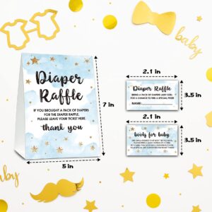 Baby Shower Cards Kit,Moon and Stars Set of 25 Baby Shower Invitations with Envelopes, Book Request Cards for Baby Shower,Sleepover Themed Baby Shower Party Favor Decoration(13)