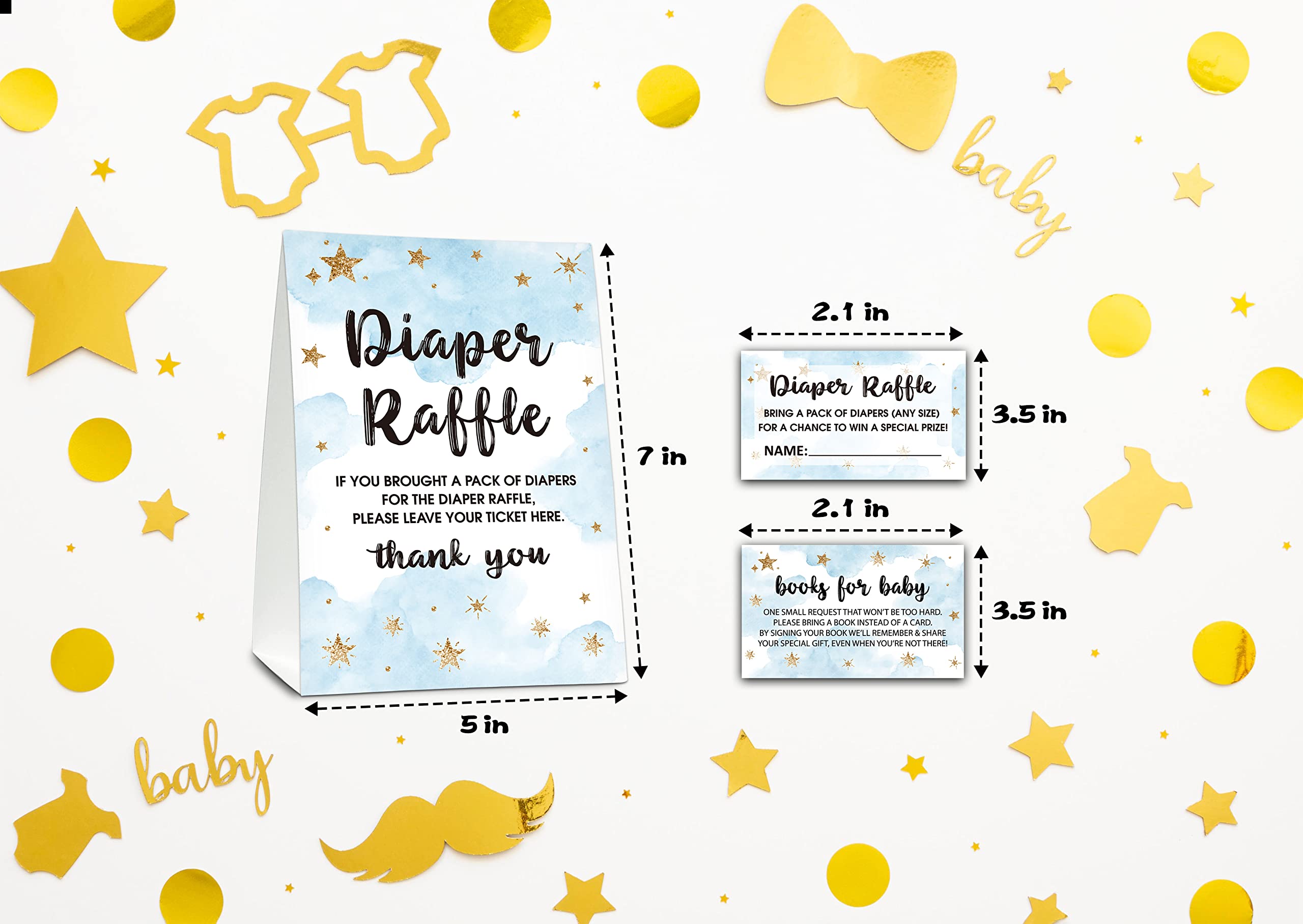 Baby Shower Cards Kit,Moon and Stars Set of 25 Baby Shower Invitations with Envelopes, Book Request Cards for Baby Shower,Sleepover Themed Baby Shower Party Favor Decoration(13)