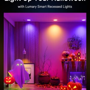 Lumary Smart Recessed Lighting 4 Inch Canless LED Recessed Lights 9W 780lm Color Changing LED Downlight Wi-Fi Bluetooth Soffit Lights with J-Box Work with Alexa/Google Assistant (4 Inch, 12 Pack)