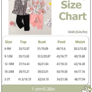 18 Months Girl Clothes Toddler Baby Girl Outfits Floral Shirt Top Pink Pants Fall Winter Little Girl Clothes 2T Outfit for Girl 18-24 Months