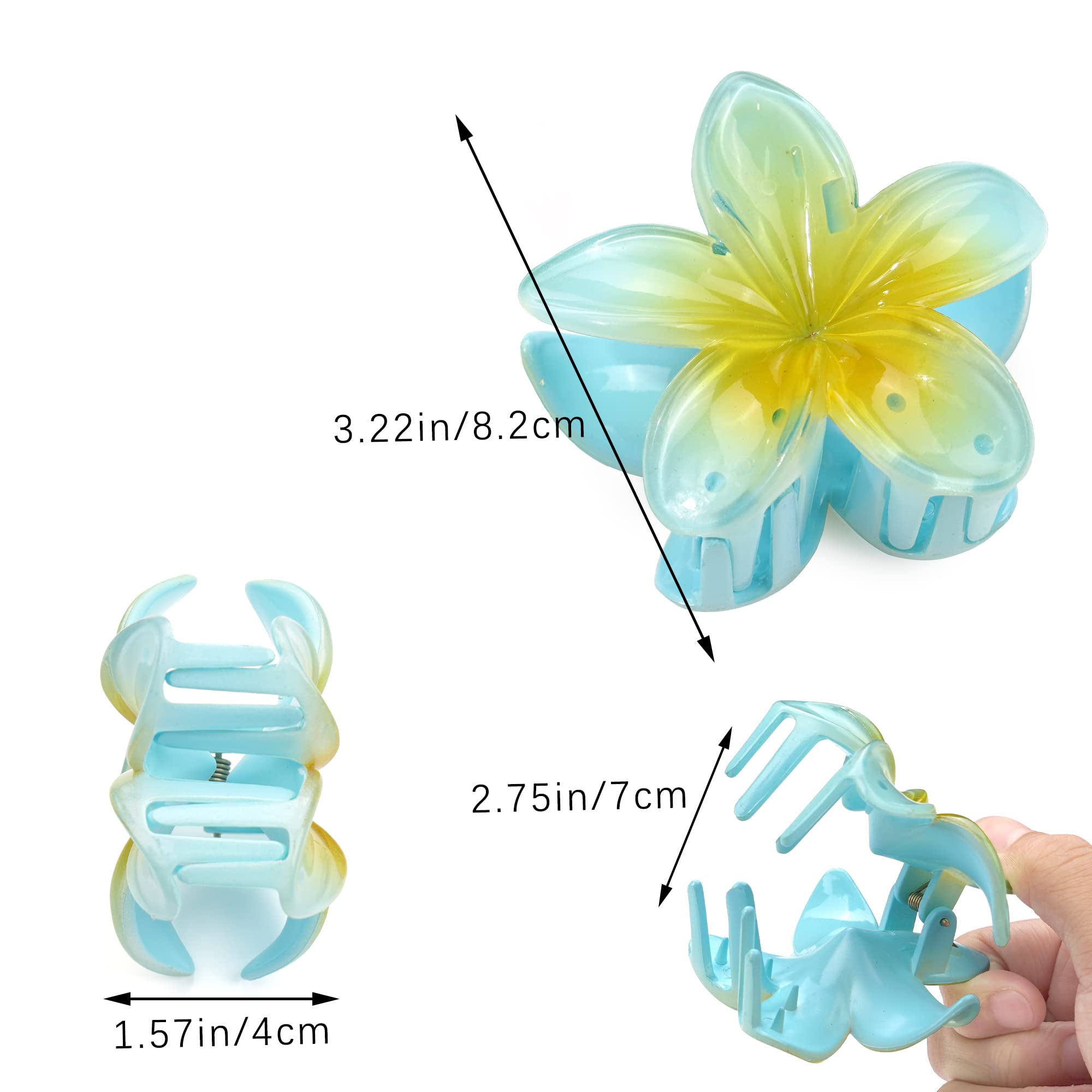 7 Pcs Hawaiian Claw Clips for Thick Hair,Flower Hair Clips Large Plumeria Clips Hibiscus Hair Clip Hair Accessories for Women