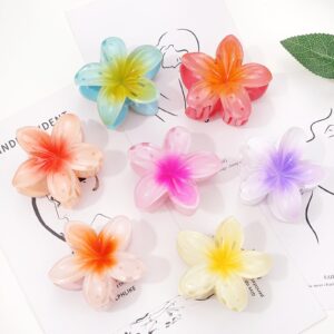 7 Pcs Hawaiian Claw Clips for Thick Hair,Flower Hair Clips Large Plumeria Clips Hibiscus Hair Clip Hair Accessories for Women