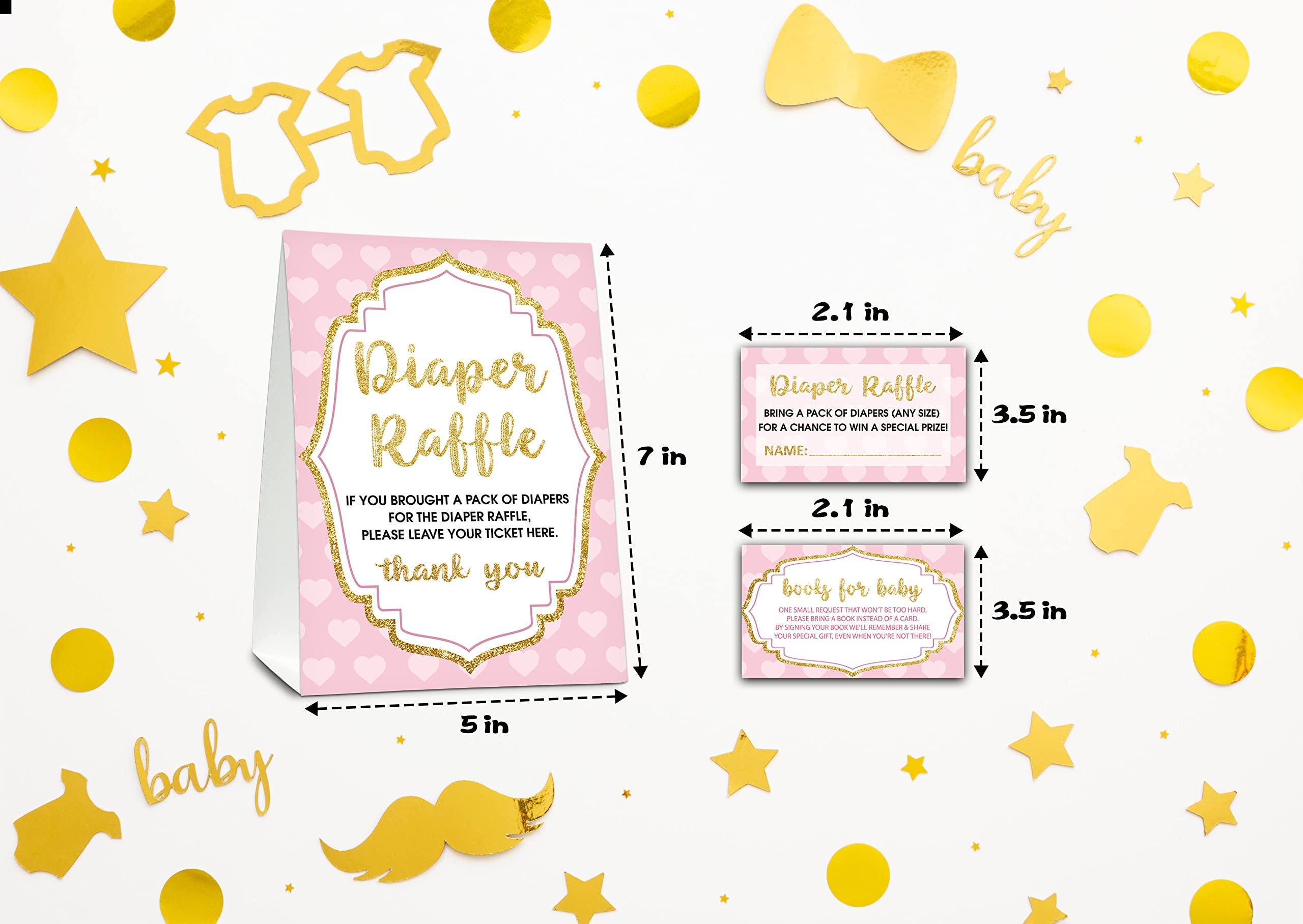 Baby Shower Cards Kit,A Little Princess Set of 25 Baby Shower Invitations with Envelopes, Book Request Cards for Baby Shower,Pink & Gold Baby Shower Party Favor Decoration(12)