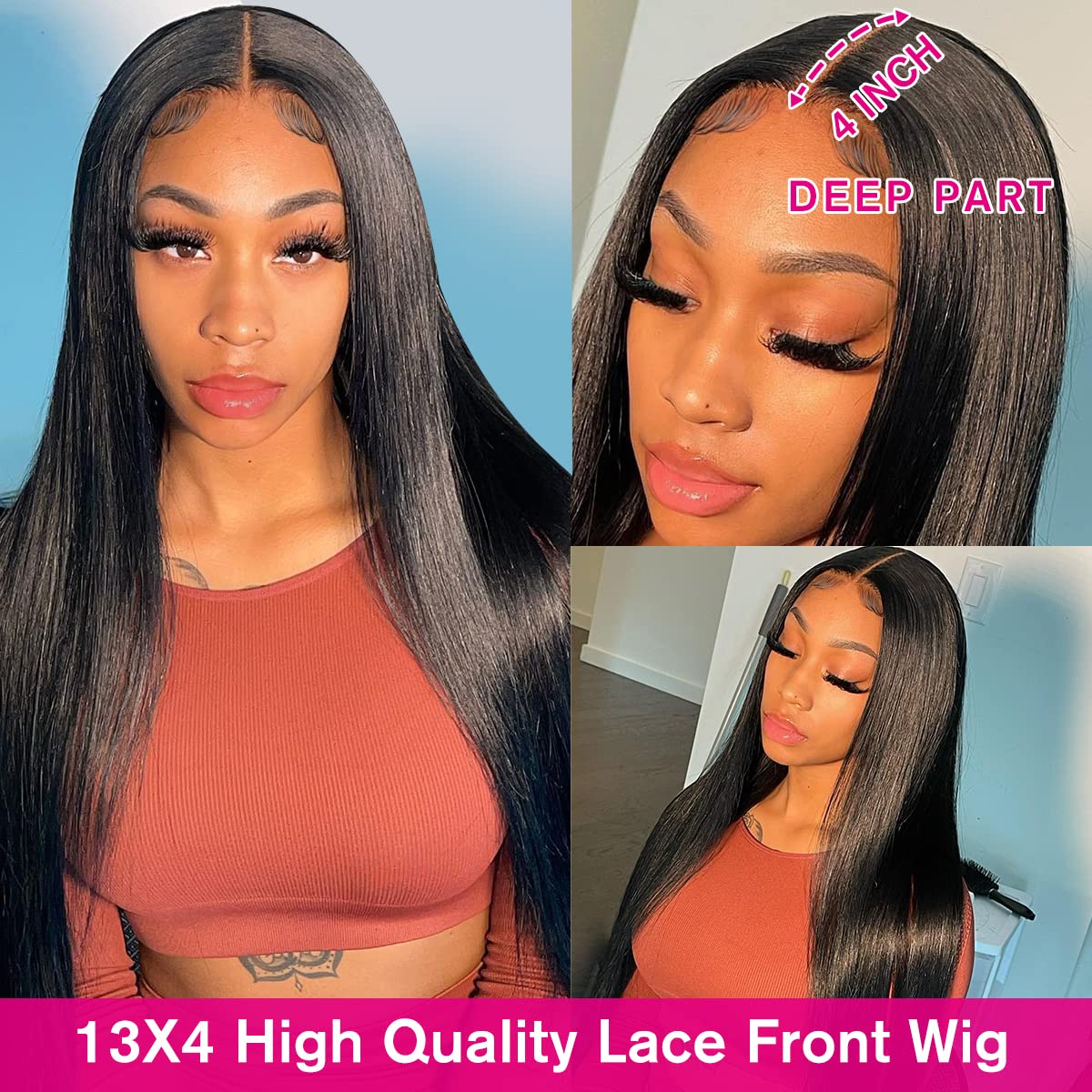 LLDDQQENN Real Glueless Wigs Human Hair Pre Plucked 13x4 HD Lace Front Wigs for Black Women Human Hair