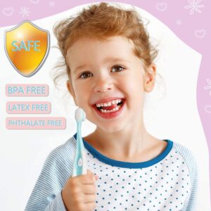 Loowkin Toddler Toothbrush for 1-5 Years Old，Nano Baby Toothbrush with Tongue Cleaner，Kids Toothbrush 12 Months up