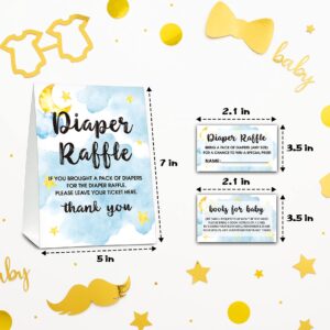 Baby Shower Cards Kit,Moon and Stars Set of 25 Baby Shower Invitations with Envelopes, Book Request Cards for Baby Shower,Sleepover Themed Baby Shower Party Favor Decoration(14)