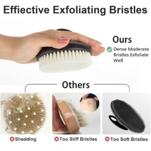 Dry Brushing Body Exfoliating Brush, Anti Slip Body Scrubber for Shower, Never Mold Shower Body Cleaning Brush for Deep Cleansing & Soften Skin, Improve Circulation (Black)