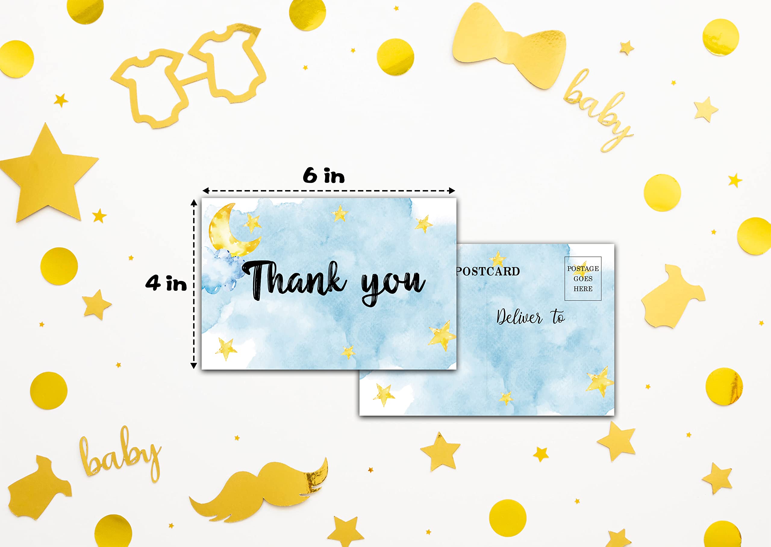 Baby Shower Cards Kit,Moon and Stars Set of 25 Baby Shower Invitations with Envelopes, Book Request Cards for Baby Shower,Sleepover Themed Baby Shower Party Favor Decoration(14)