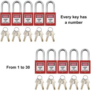 Lockout Tagout Locks, Safety Padlock, Loto Locks Keyed Differently Lock Out Tag Out 30 pcs Safety Padlocks Plastic with 30 Lockout TagOut Tags Red