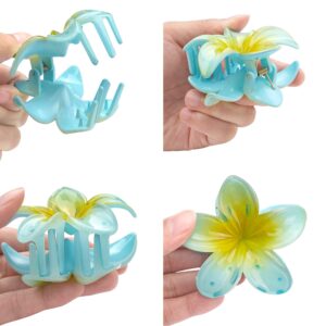 7 Pcs Hawaiian Claw Clips for Thick Hair,Flower Hair Clips Large Plumeria Clips Hibiscus Hair Clip Hair Accessories for Women